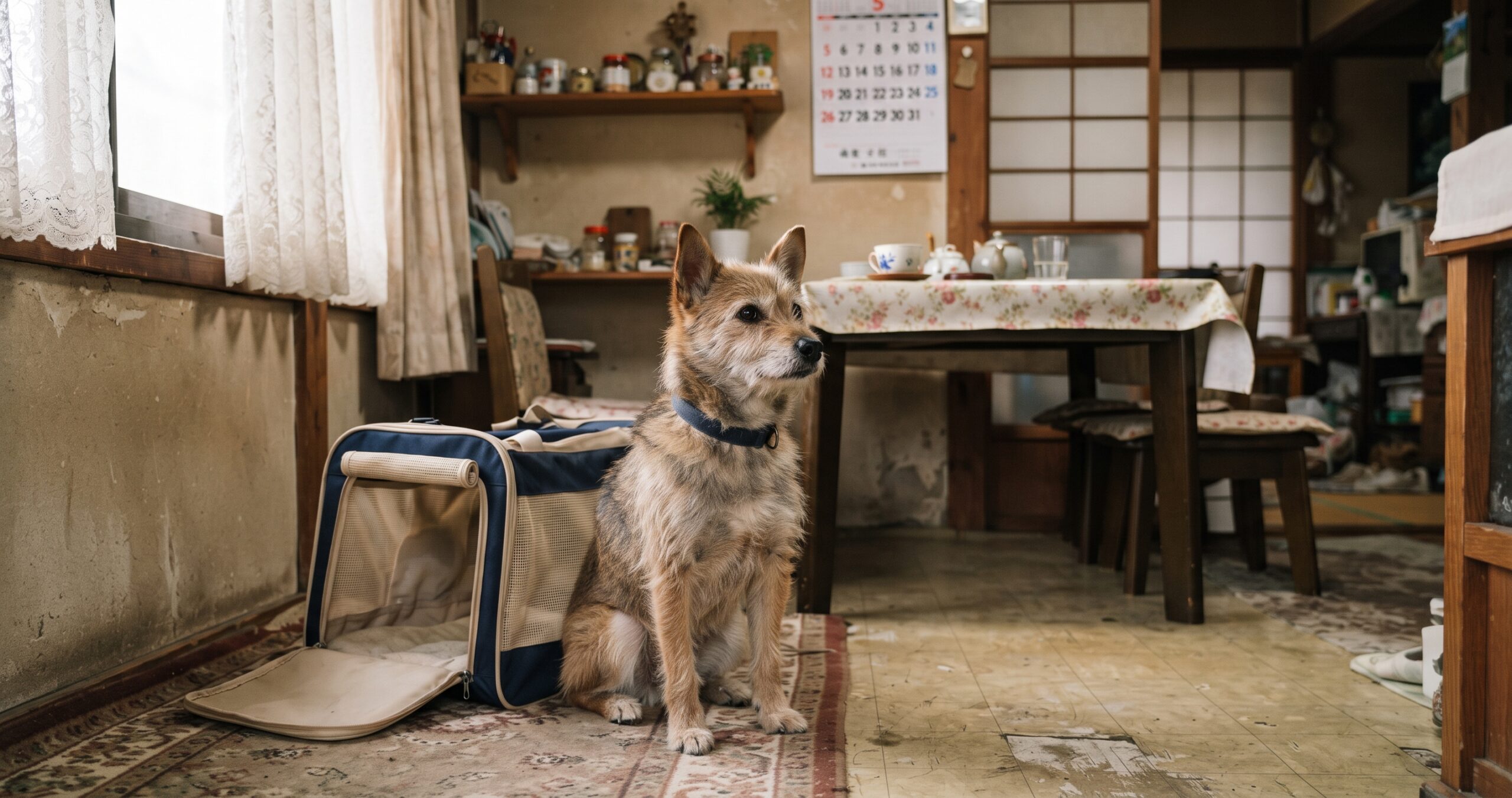 家電のない環境で過ごすペットのイメージ