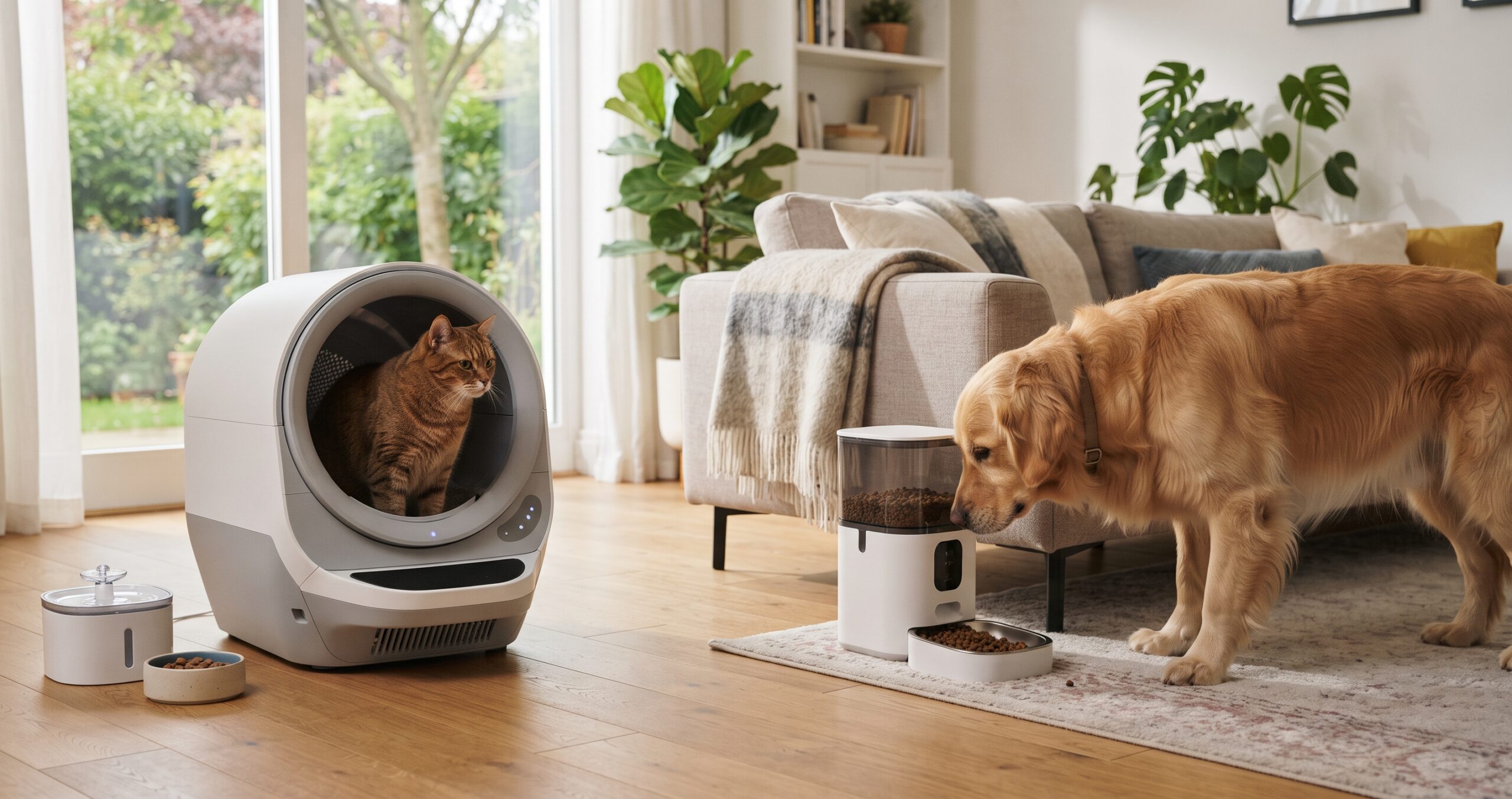 犬と猫それぞれの習性に合わせた家電の設置イメージ