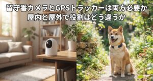 留守番カメラとGPSトラッカーの屋内外での役割の違いを紹介する記事のアイキャッチ画像